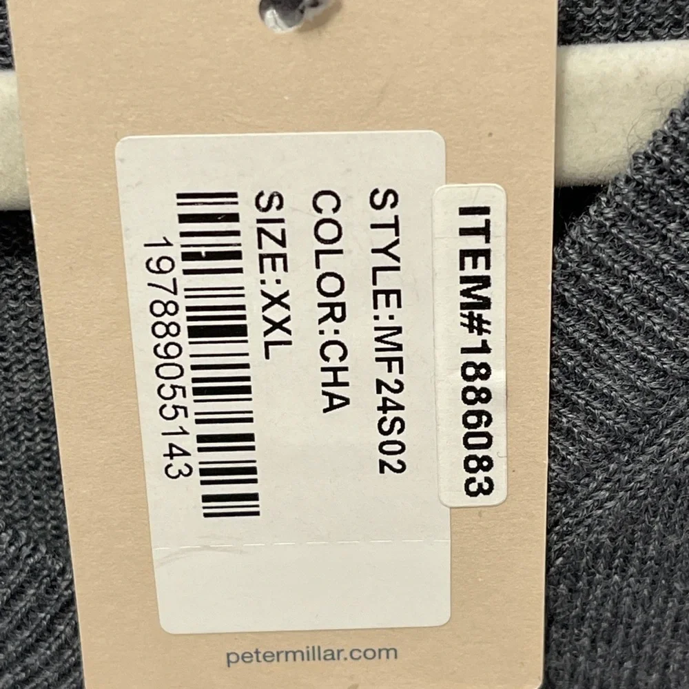 Peter Millar Charcoal Gray Autumn Crest V-Neck Sweater Merino Wool Size XXL
